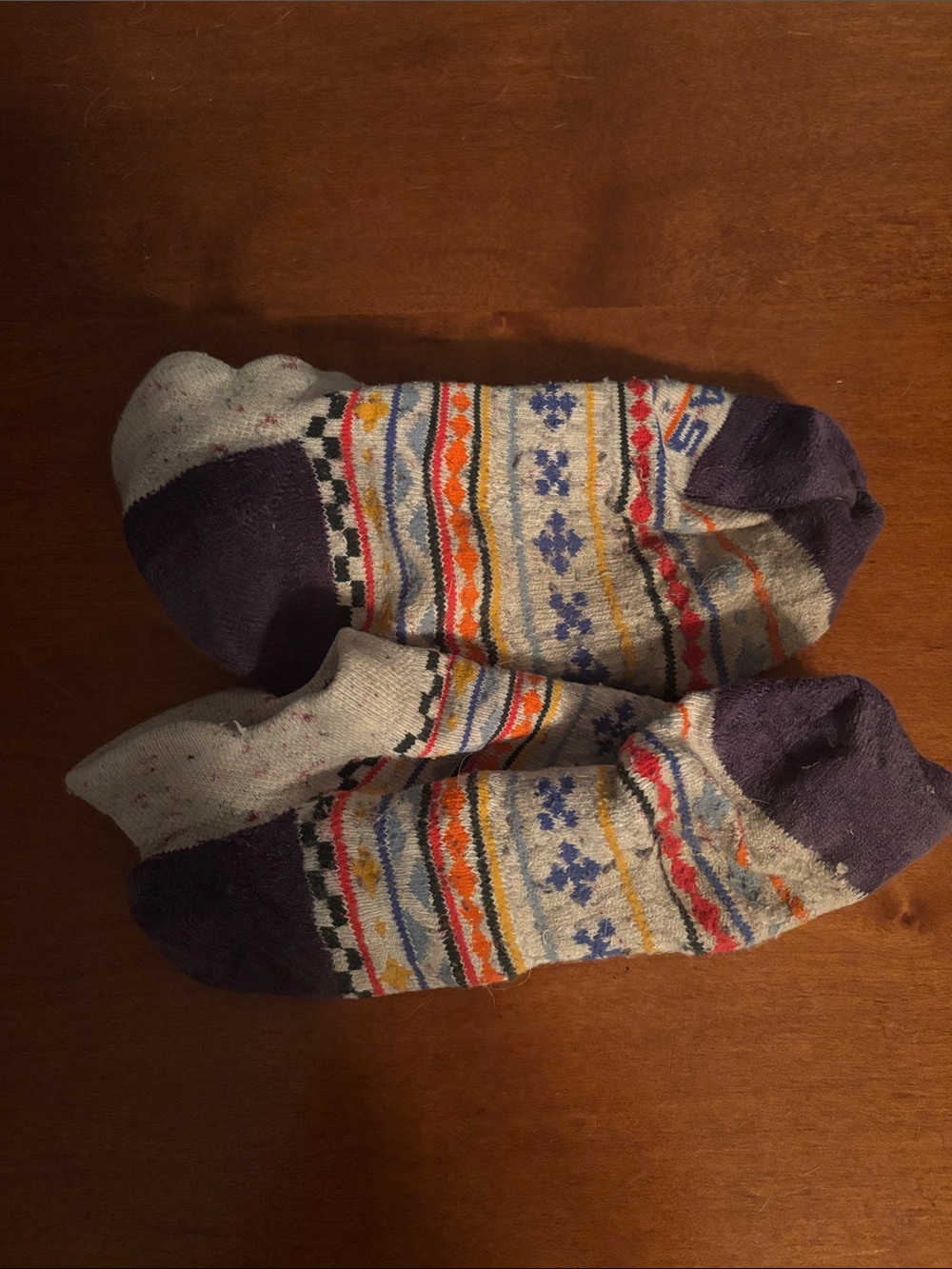 Bombas Patterned Ankle Socks in Purple and Gray